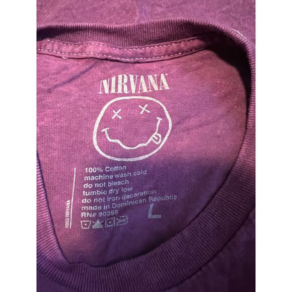 NWOT Nirvana Women's FLAW Inverse Smiley Face T-Shirt Short Sleeve Purple Size L - Picture 7 of 7